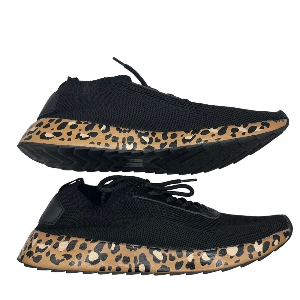True Craft Flyknit Black/Tan Leopard Print Jogger Sneaker Size 10 - Picture 7 of 10